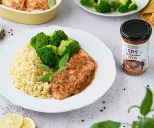 Łosoś pieczony z sos wprost do zapiekania ryb