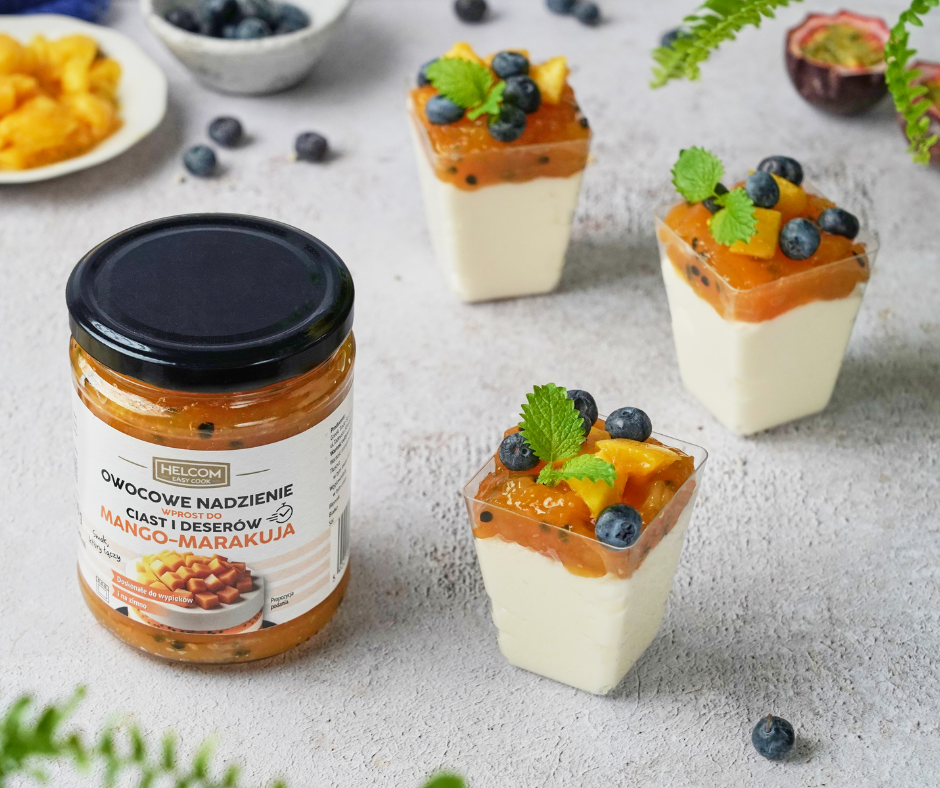 Mini deserki śmietankowe mango-marakuja, nadzienia owocowe Helcom Easy Cook